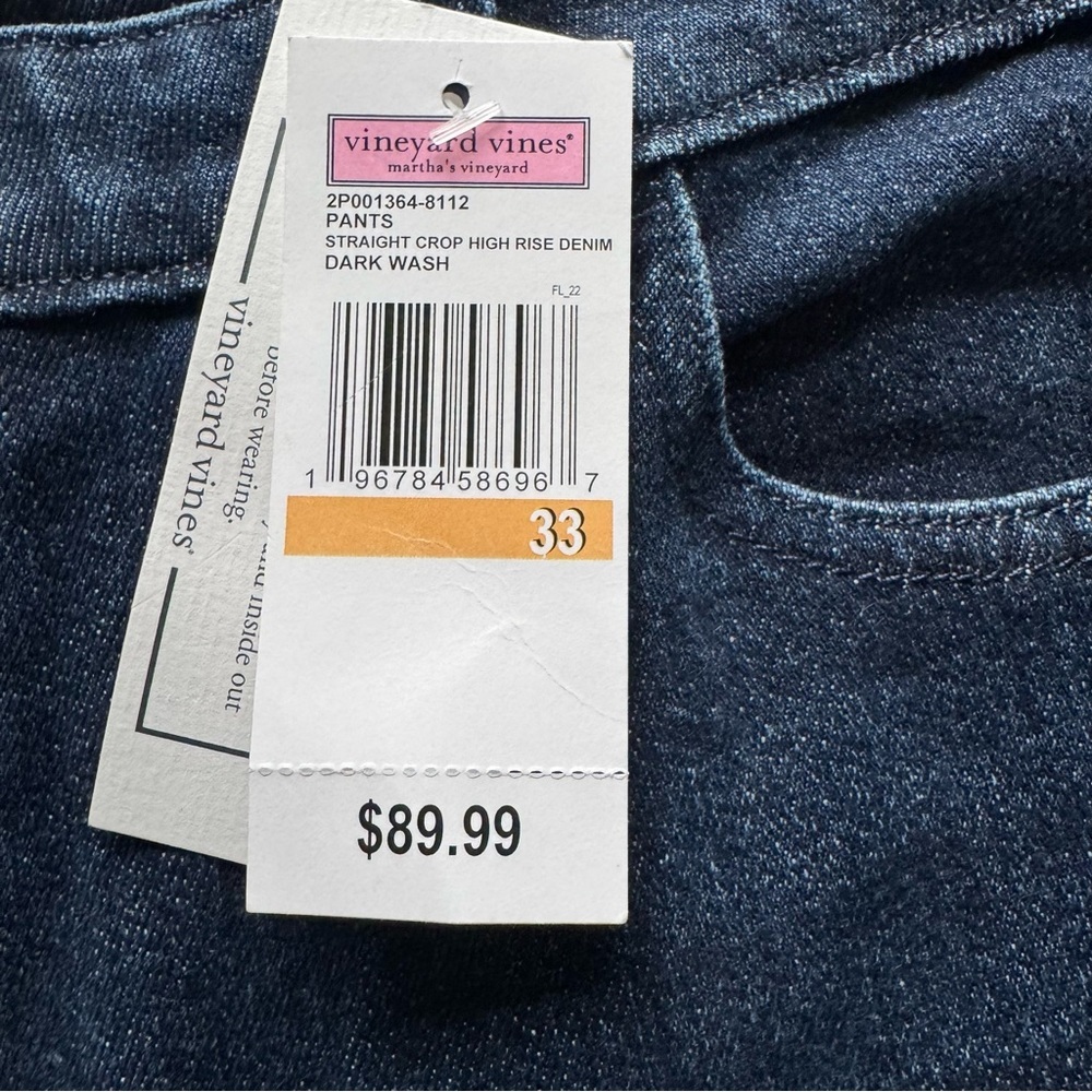🎉 SALE 🎉 NWT Vineyard Vines Straight High Rise Crop Women's Dark Blue Jeans - Picture 8 of 15